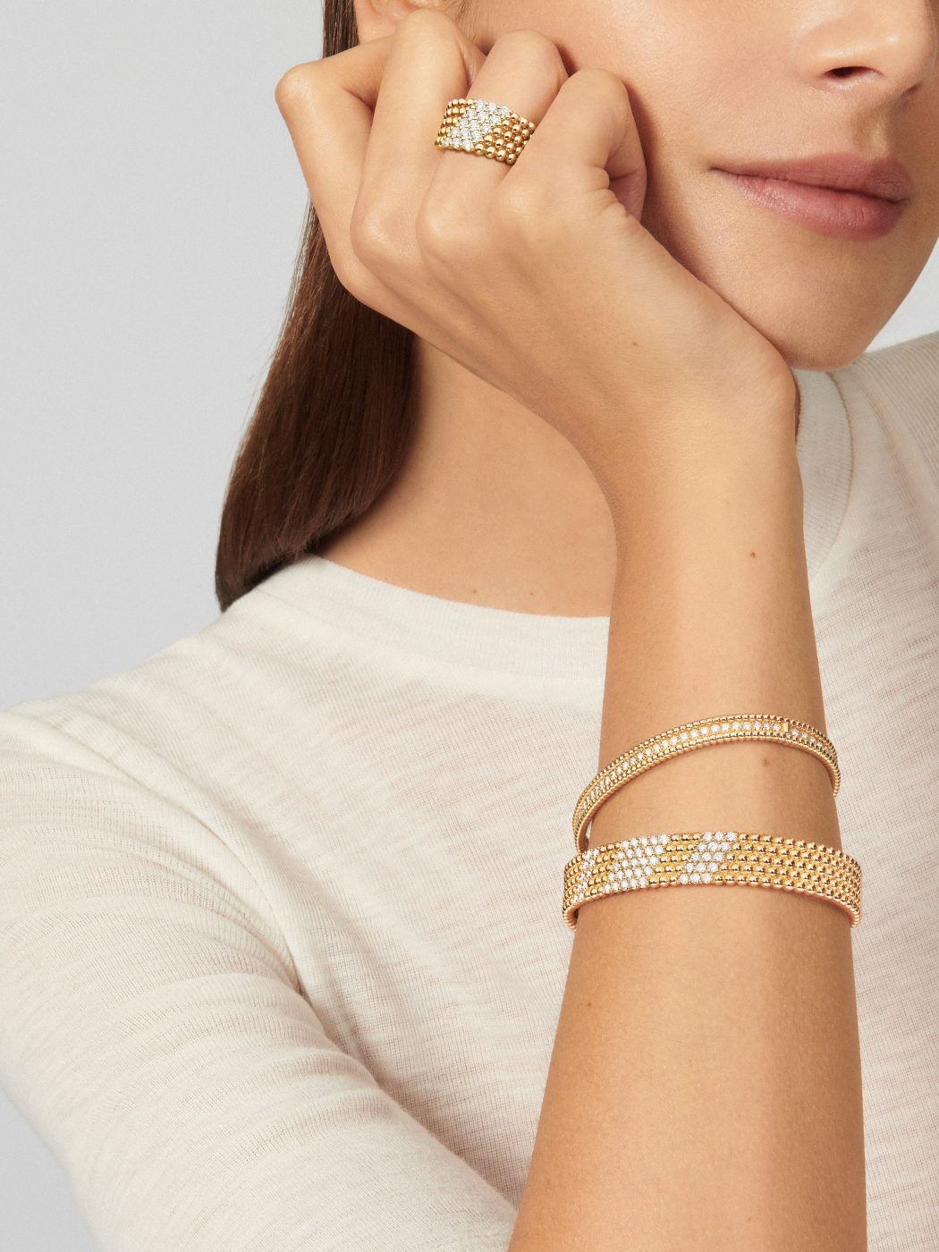 VCA Perlée diamonds 5 rows bracelet
