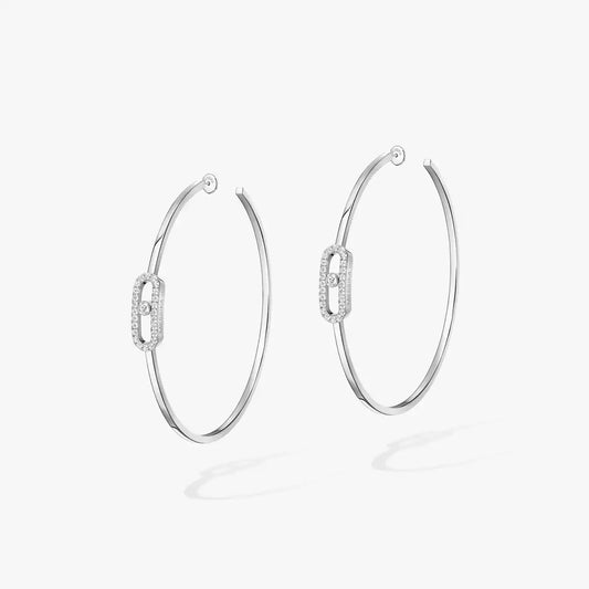 Messika move uno large hoop with diamonds earrings