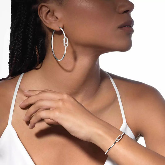 Messika move uno large hoop with diamonds earrings