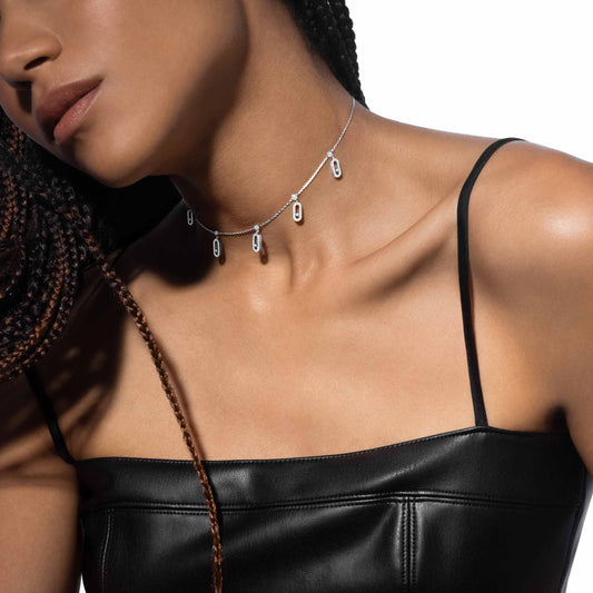 Messika move uno pavé drop pendant with diamonds choker